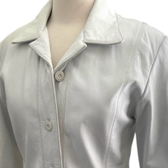 Wilsons Maxima White Leather Jacket Western Country Festive Button Blazer - Picture 6 of 15